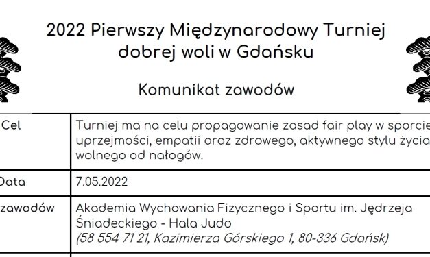 [Zawody] 2022 Pierwszy Międzynarodowy Turniej dobrej woli w Gdańsku [07.05.2022]