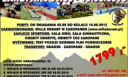 [Obozy judo] Zakopane 2016 [01.08 – 15.08.2016]